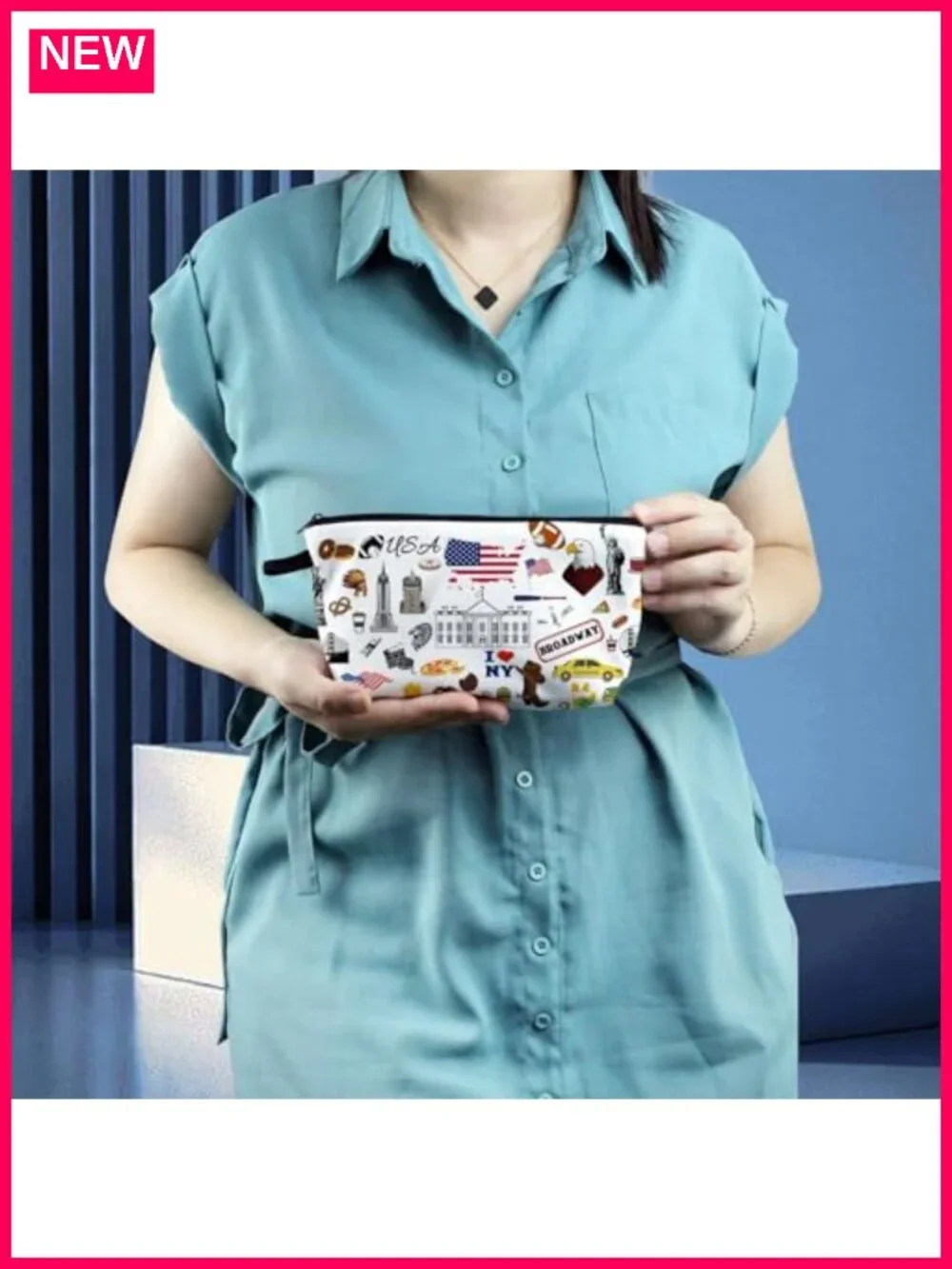 Polyester Travel Cosmetic Bag Small Makeup Pouch Zipper Case